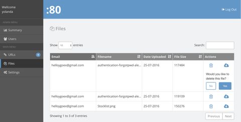 Desktop files page with delete confirmation dialog expanded.