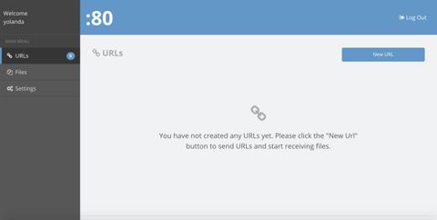 Desktop URLs page: empty state.